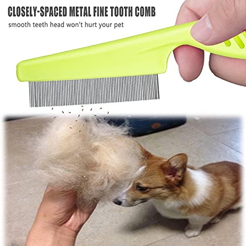 Cat & Dog Grooming Set - Fine Tooth Comb For Grooming And Removing Dandruff Flakes Remove Float Hair Tear Marks (green) - Image 3