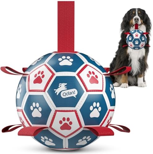 QDAN Large Dog Soccer Ball with Straps, 9 Inch Big Balls for >90 lbs Dogs by QDAN