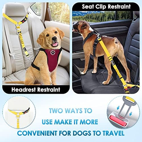 SlowTon Dog Seat Belt for Car, 2 Pack Dog Car Harness Seatbelt with Bungee - Image 2