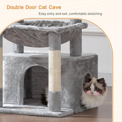 Heybly Cat Tree, Kitten Tower with Large Soft Cat Basket HCT008SW - Image 4