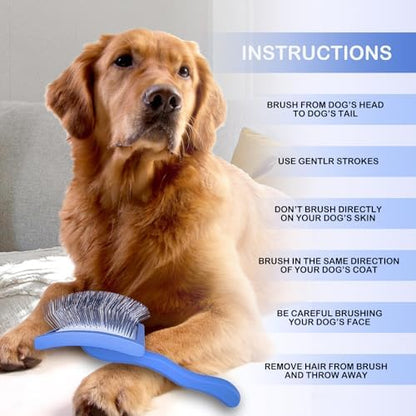2PCS Slicker Brush for Dogs & Pet Comb, Dog Grooming Brush, Large - Image 5