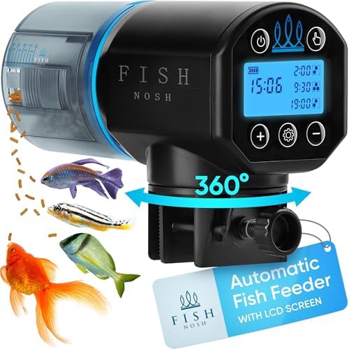 FISHNOSH Automatic Fish Feeder for Aquarium - New Generation 2026, Auto Food Dispenser with Timer for Small Tank, Big Aquariums & Pond (Blue) by FISHNOSH