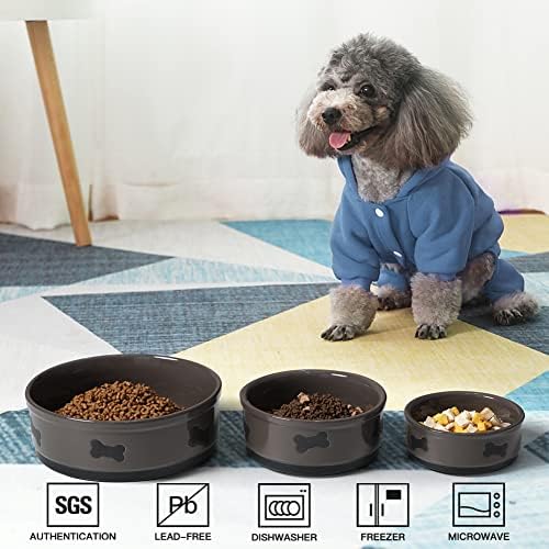 Sweejar Ceramic Dog Bowls with Bone Pattern, Dog Food Dish for Large Dogs, Porcelain Pet Bowl for Water 70 Fl Oz (Brown) - Image 2