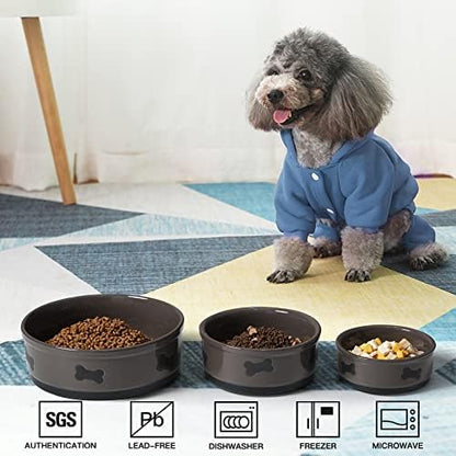 Sweejar Ceramic Dog Bowls with Bone Pattern, Dog Food Dish for Large Dogs, Porcelain Pet Bowl for Water 70 Fl Oz (Brown) - Image 2