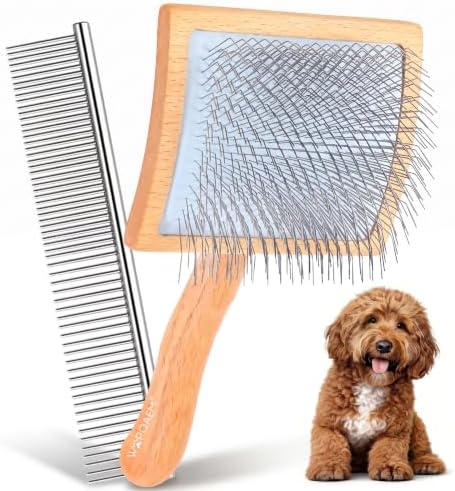 Slicker Brush for Dogs, Doodles, Poodles & Long Haired Cats by WOPQAEM%C2%AE