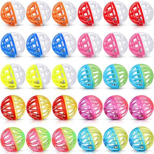 100 Pcs Cat Toy Balls with Bell, Plastic Lattice Cat Jingle Balls Toys - Image 7