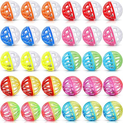 100 Pcs Cat Toy Balls with Bell, Plastic Lattice Cat Jingle Balls Toys - Image 7