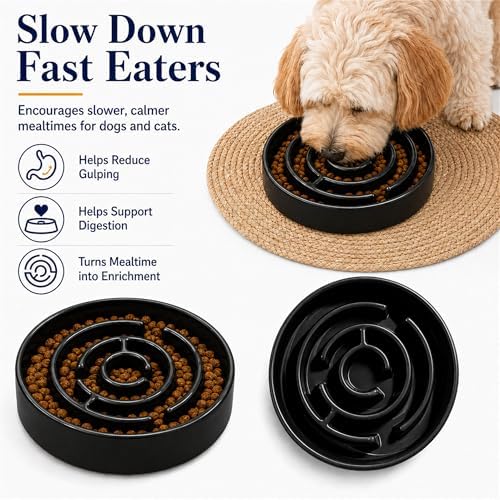Ceramic Slow Feeder Dog Bowl, 1.5 Cup Puzzle Dish for Small Medium Dogs - Image 6