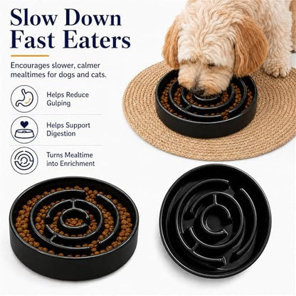 Ceramic Slow Feeder Dog Bowl, 1.5 Cup Puzzle Dish for Small Medium Dogs - Image 6