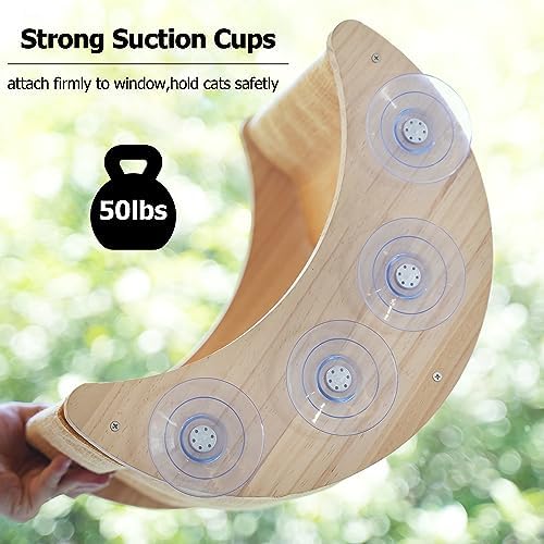 HAPYKITYS Cat Window Perch, Plywood Moon Bed with 4 Heavy-Duty Suction Cups - Image 7