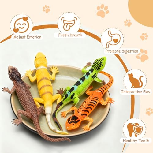 Catnip Toys, Catnip Lizard Toys for Indoor Cats, 4-Pack Interactive Cat Kicker Toys for Teeth Cleaning & Boredom Relief, Durable Plush Cat Toys for Kitten and Adult Cats, for Cat Lovers - Image 4
