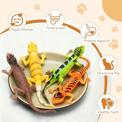 Catnip Toys, Catnip Lizard Toys for Indoor Cats, 4-Pack Interactive Cat Kicker Toys for Teeth Cleaning & Boredom Relief, Durable Plush Cat Toys for Kitten and Adult Cats, for Cat Lovers - Image 4
