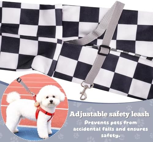 Dog Sling Carrier for Small Dogs and Cats 5–16 lbs, Puppy Carrier Sling with Safety Hook and Storage Pocket, Hands Free Pet Carrier Purse for Travel, Walking, Shopping (Ebony Check) - Image 5