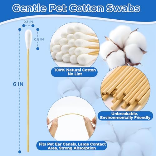 Dog Ear Swabs, 6 Inch Long Cotton Swabs (200 Pcs) - Image 3