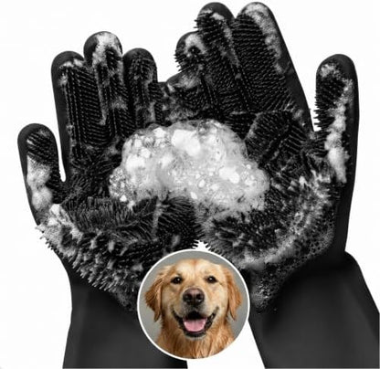 Cat and Dog Washing Gloves, 1 Pair, 11.6 in, Soft Silicone (Black) by RZleticc