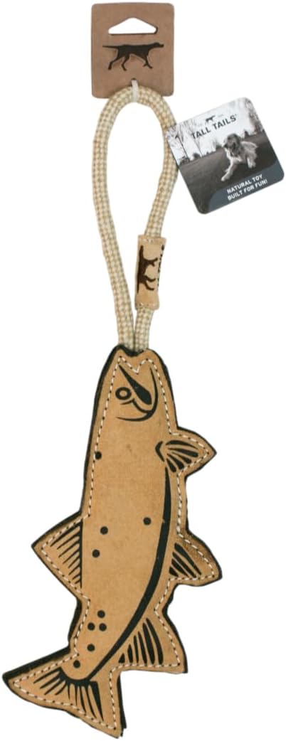 Tall Tails Natural Leather Trout Tug Toy for Dogs