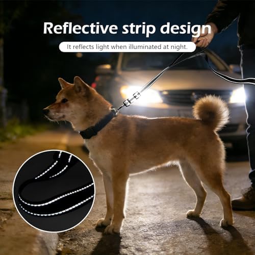 Reflective Double Handle Dog Leash for Large Medium Small Dogs (BK, L) - Image 5