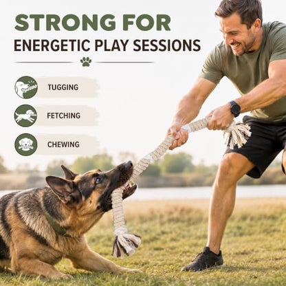 Pacific Pups Products Natural Color Dog Rope Toy for Large Dogs — 27" | Rope Toys for Aggressive Chewers | Heavy Duty Cotton Tug Toy | Benefits Dog Rescue - Image 4