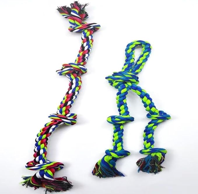 Dog Rope Toys for Small Dogs, Cotton Teething Chew Toys, Interactive Tug of War, 2 Pack (Picture Color)