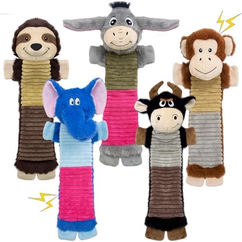 No Stuffing 5 Pack Dog Squeaky Toys, Chew with Crinkle to Large Puppy by Unknown