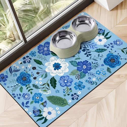Dog Food Mats for Floors, Absorbent Dog Bowl Mat for Food and Water Dispenser Mat, Quick Dry Cat Food Mat Pet Supplies by Cuslnox