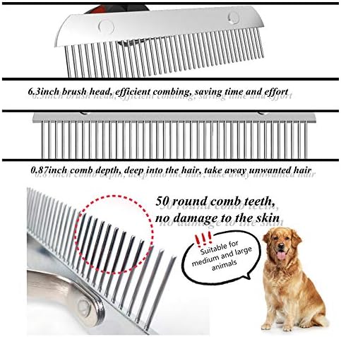 Dog Brushes for Grooming Large Dogs, Undercoat Dog Rake Long Hair Pet Comb Pet Grooming Brush with Anti-Slip Handle, Steel Comb for Golden Retriever Husky German Shepherd - Image 6