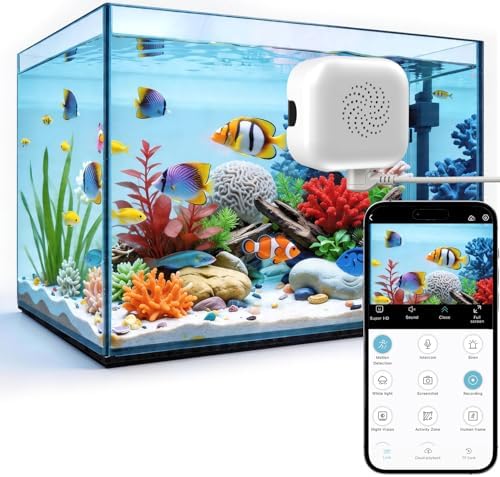 2026 Upgraded 2K Aquarium & Terrarium Pet Camera, Close-Focus Lens for Fish, Lizard & Reptiles, Easy Install, 5GHz Dual-Band WiFi, 24/7 Full Color Night Vision, Loop Recording, Motion Detection by Javiscam
