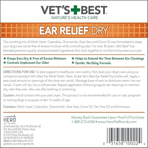 Vet's Best Dry Ear Relief for Dogs, No-Alcohol, for All Dogs, Aloe 4 oz - Image 3