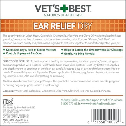 Vet's Best Dry Ear Relief for Dogs, No-Alcohol, for All Dogs, Aloe 4 oz - Image 3
