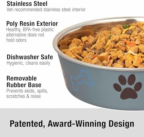 Loving Pets Bella Dog Bowls - Stainless Steel Dog & Cat Bowls - Spill Proof Dog Food Bowl, Cat Bowl, Puppy Essentials & Pet Supplies Great for Home & Travel (Small 10-20 lbs, Blueberry) - Image 2