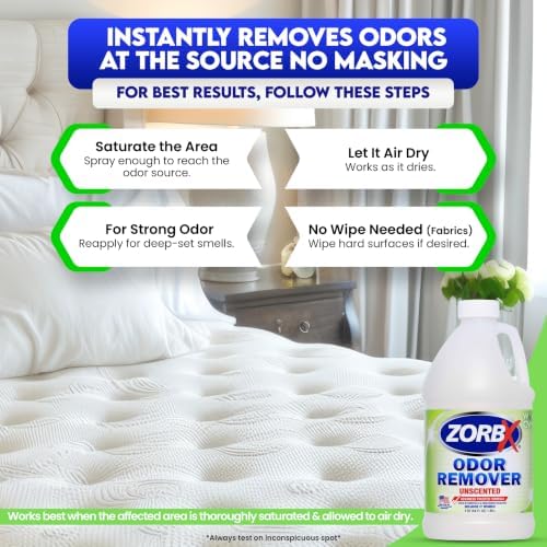 ZORBX Unscented Odor Remover Spray 64 Oz Refill, Hospital-Grade Formula - Image 4
