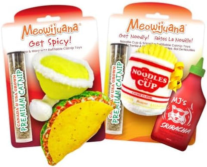 Meowijuana Take-Out Bundle | 4 Refillable Catnip Toys for Cats, Plush by Meowijuana