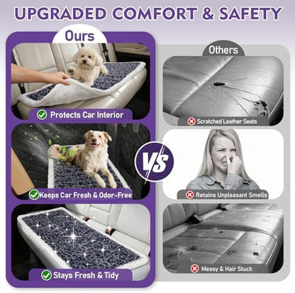Backseat Dog Bed Mat for Car, Non-Slip Scratch-Resistant Dog Car Seat Cover, Soft Thick Pet Travel Cushion, Washable Back Seat Protector Blanket for Cars SUVs Trucks, 53 x 24 Inches - Image 3