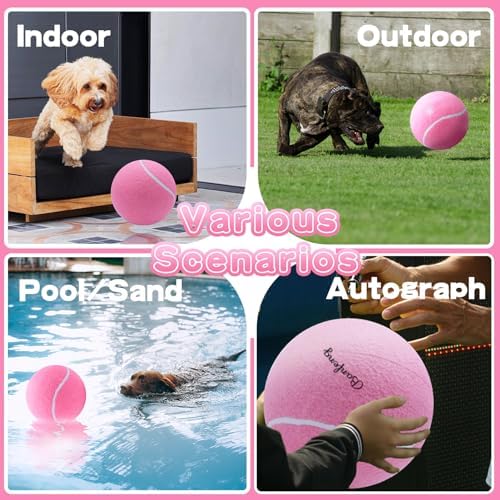 Banfeng Big Tennis Ball for Dogs, Giant Dog Tennis Ball Toy Large Outdoor Sports Gift for Small Medium Large Dog (Pink, 9.5 inch) - Image 7