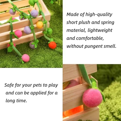 3Pcs Cat Spring Toys with Ball ，Fruit Design， Hanging Kitten Toys Pets ，Interactive Toy Cat Ball Toys with Bell ，Long Tail Elastic Soft Plush Cat Toys for Indoor Kitten and Cats (Fruit, 3pcs) - Image 3