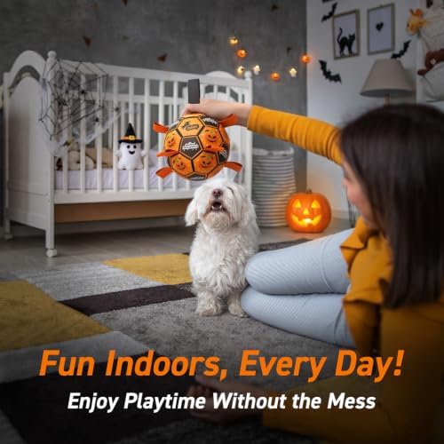 QDAN Halloween Dog Toys, Soccer Balls with Straps, 6 Inch Interactive Toys - Image 6