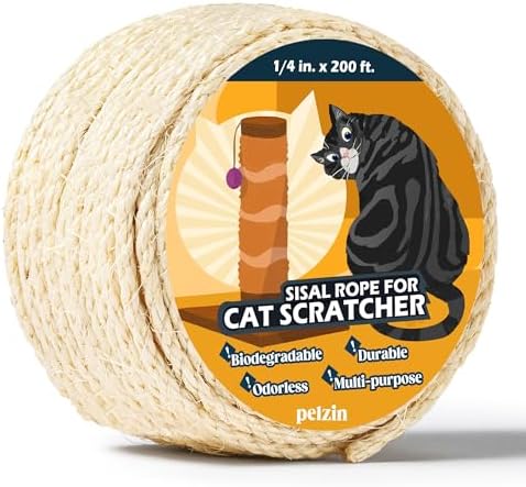 Natural Sisal Rope for Cat Scratcher and Scratching Post 1/4 Inch, 200 Feet by Brands