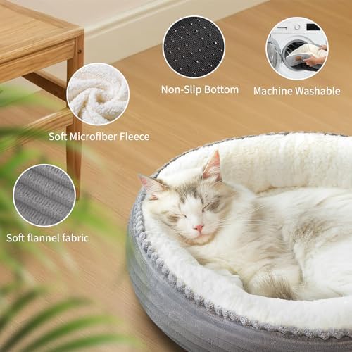 Zerbuger 20in Light Grey Round Dog Bed Sofa for Dogs Cats, Machine Washable - Image 5