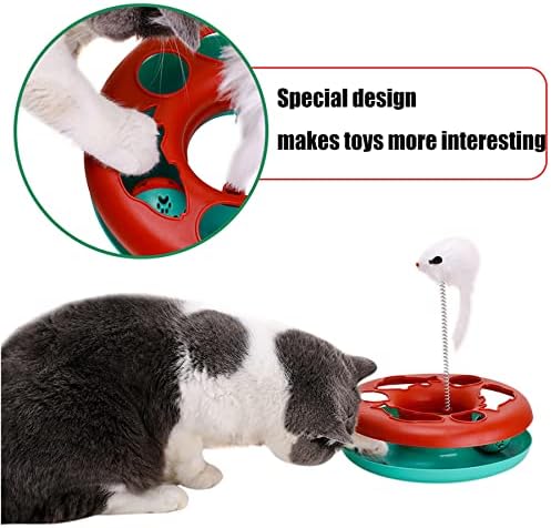 Pawzone Cat Toys, Cat Toys for Indoor Cats,Interactive Kitten Toys Roller Tracks with Catnip Spring Pet Toy with Exercise Balls Teaser Mouse (red) - Image 4