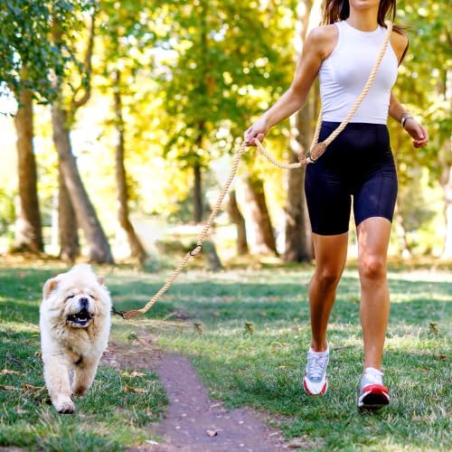 Mile High Life Hands Free Dog Leash, Crossbody Waist Leash with Genuine Leather Connection, Multifunctional Adjustable Slip Lead for Dog Walking Running (Light Brown, 7FT) - Image 5