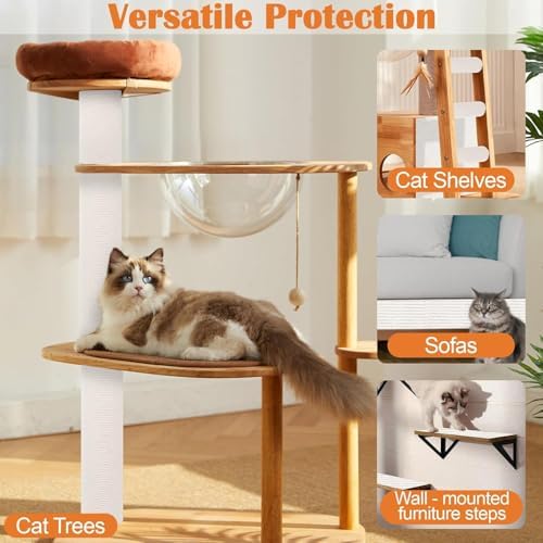 Cat Scratch Furniture Protector - 158" x 15.8" Trimmable Self-Adhesive Cats Claws Scratch Pads, DIY Cat Climbing Couch Protector for Scratch Post Cat Tree Replacement Indoor (Cream White) - Image 6