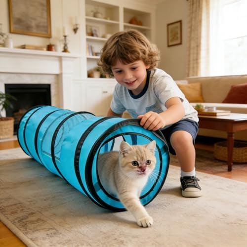 PAWISE Cat Tunnel for Indoor Cats, Collapsible Pet Tube with Peek Hole - Image 3