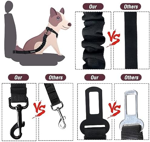 COOYOO Dog Seat Belt,3 Piece Set Retractable Dog Car Adjustable Seatbelts for Vehicle Nylon Pet Safety Heavy Duty & Elastic & Durable Car Harness for Dogs - Image 4