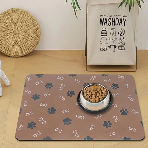 Pet Cat Dog Food Mat Non Slip Mat for Dog Water Bowl Mat Quick Dry Absorbent Cat Feeding Mat, 32 * 17 in, Brown by EP+Jeans