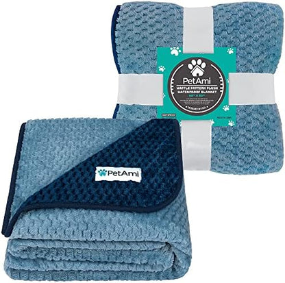 PetAmi Waterproof Dog Blanket, Leakproof Pet Blanket, Twin 60x80 Navy Blue - Image 2