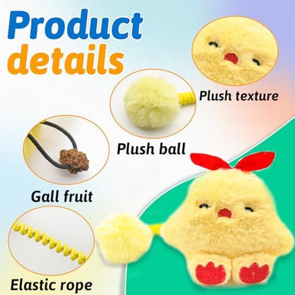 Andiker Catnip Toys, Cat Interactive Toys with Silvervine Fruit & Spring & Fuzzy Ball for Relaxing Playing, Plush Cat Teething Toys for Indoor Kitten for Cleaning Teething (Yellow Chick) - Image 3