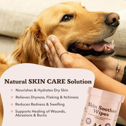 Natural Dog Company Skin Soother Wipes, 100 Count, Pet Wipes for Dogs, Hypoallergenic Formula, Dog Moisturizer for Dry Skin, Grooming, Pet Itch Relief for Dogs - Image 3