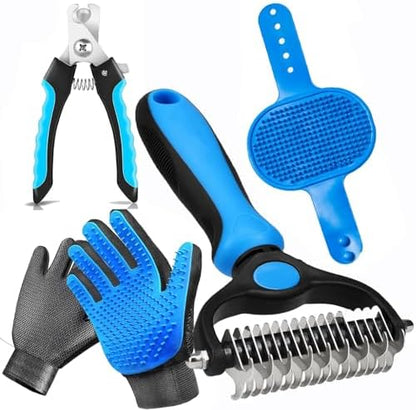 NVNAN 5-in-1 Pet Grooming Kit with Deshedding Rake by NVNAN