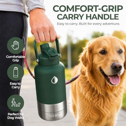 32 oz. Dog Water Bottle, Insulated Dog Travel Water Bottle, Stainless Steel Pet Water Bottle Dispenser Portable Food and Water Bowl for Dogs for Walking Dog Canteen Travel Kit - Image 7