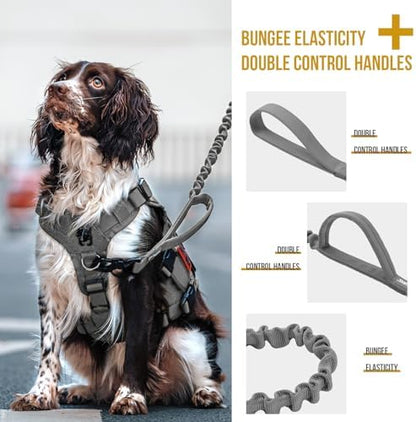 OneTigris Tactical Bungee Leash with 2 Handles Quick Release (Grey) - Image 2